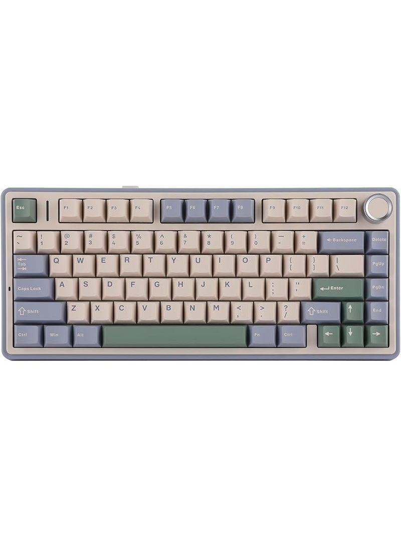 F75 Gasket Mechanical Keyboard, 75% Wireless Gaming Keyboard with Five-Layer Cushioning and Grip, Supports Bluetooth/2.4GHz/USB Type-C, Designed for Gaming (Light Blue, V3 Key - Green) - Image 1