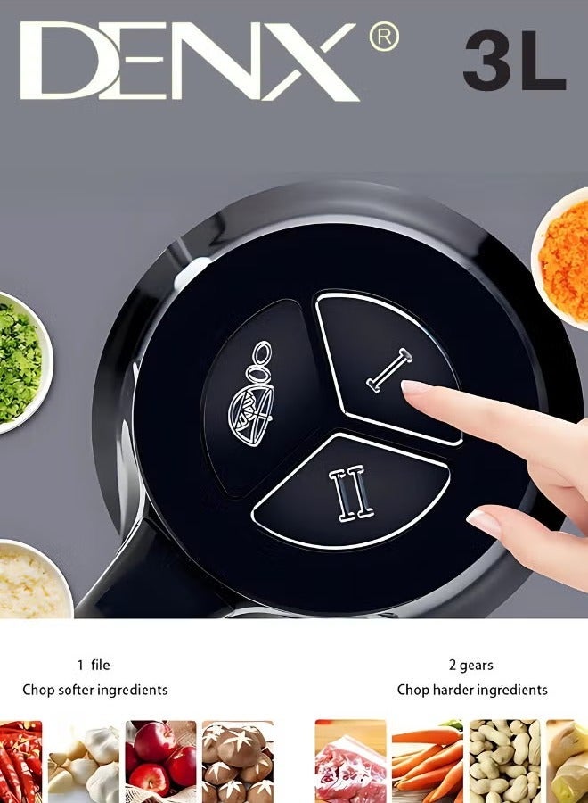 Denx Electric Meat Grinder and Food Processor Blender – 3L Stainless Steel Bowl, Vegetable Chopper, Fruit Dicer, Meat Mincer, Multifunction Kitchen Appliance, Silver - Image 3