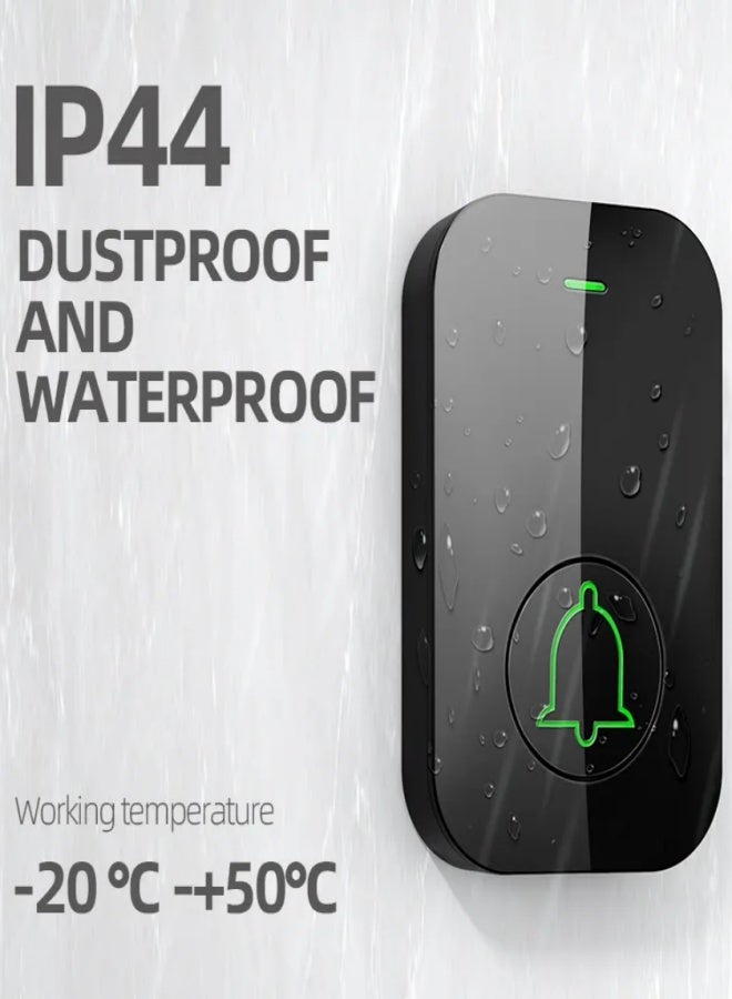 VarietyVoyageD Waterproof Wireless Doorbell with LED Flash, Over 1000 Feet Range, 60 Sounds and 5 Levels of Volume, Cordless Doorbell for Home, Office, Apartment, Hotel, Warehouse and Anti-Theft Black 1 transmitters, 1 receiver - Image 4
