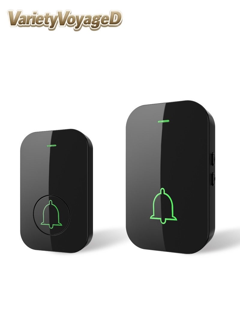 VarietyVoyageD Waterproof Wireless Doorbell with LED Flash, Over 1000 Feet Range, 60 Sounds and 5 Levels of Volume, Cordless Doorbell for Home, Office, Apartment, Hotel, Warehouse and Anti-Theft Black 1 transmitters, 1 receiver - Image 1