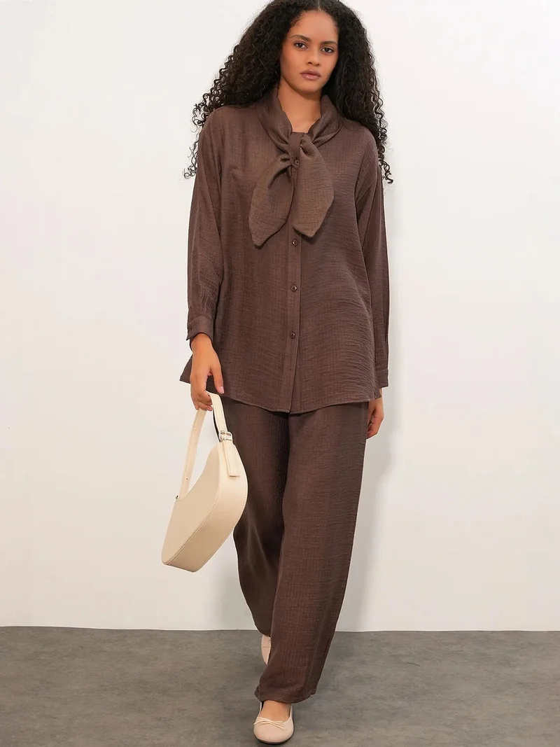 BIG DART BDART Textured Shirt And Wide-Leg Trouser Set