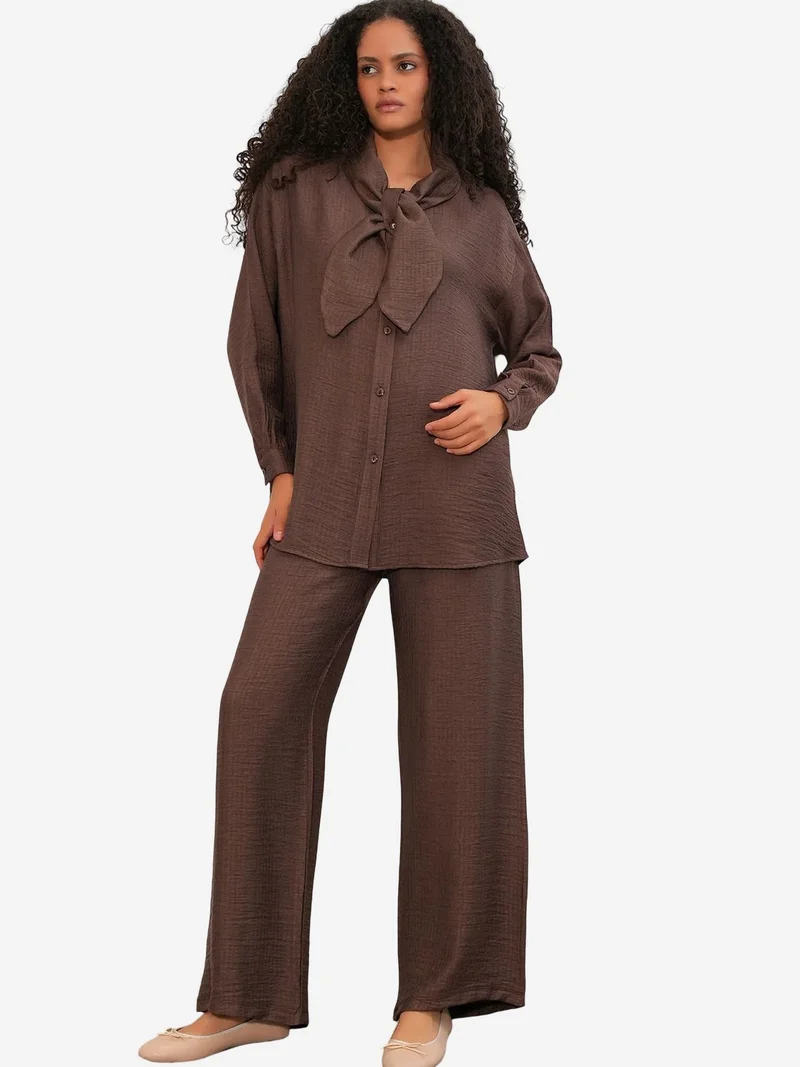 Big Dart BDART Textured Shirt And Wide-Leg Trouser Set