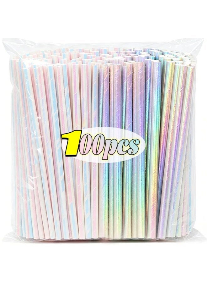 Wholesale Disposable Paper Laser Straws Drinking Party Straws Cocktail Beverages Juice for Home Birthday Party Wedding Supplies - Image 1