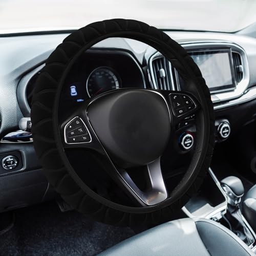Lecctso Fluffy Steering Wheel Cover, Car Wheel Cover, 15'' Soft Steering Wheel Protector, Elastic Long Microfiber Plush Steering Wheel Cover Interior Decoration Universal for Men Women Girls - Image 1