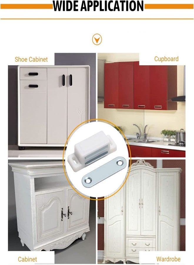 Yinpecly 1pcs Metal Plastic Cabinet Door Catch Suction Magnetic Latches Catch for Furniture Kitchen Cabinet Cupboard Wardrobe Closet Closures Drawer Latch, KM6 White Silver 2.76 inch Length - Image 4