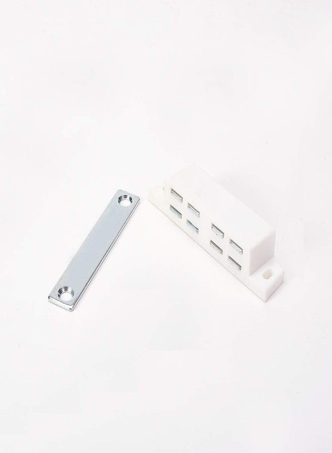 Yinpecly 1pcs Metal Plastic Cabinet Door Catch Suction Magnetic Latches Catch for Furniture Kitchen Cabinet Cupboard Wardrobe Closet Closures Drawer Latch, KM6 White Silver 2.76 inch Length - Image 2