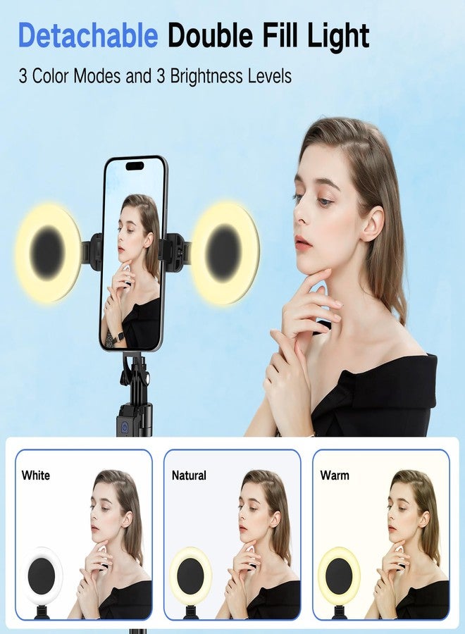 YUANRAN مجموعة أدوات إنشاء المحتوى للتصوير المرئي لأجهزة iPhone/Android، حامل ثلاثي القوائم بتقنية الذكاء الاصطناعي بطول 70 بوصة مع خاصية تتبع الوجه التلقائي، مزود بإضاءة وميكروفونات لاسلكية، مجموعة أدوات بدء التشغيل لتطبيقات TikTok/YouTube - Image 3