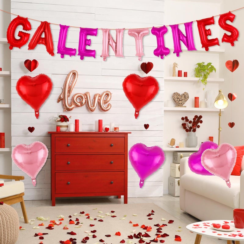 YOTHORN 16 Inch Red Galentines Letter Balloons,Foil Valentines Day Balloon, Love Balloon Banner for Wedding Engagement Galentines Day Bridal Shower Decor - Image 3