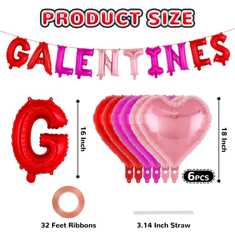 YOTHORN 16 Inch Red Galentines Letter Balloons,Foil Valentines Day Balloon, Love Balloon Banner for Wedding Engagement Galentines Day Bridal Shower Decor - Image 2