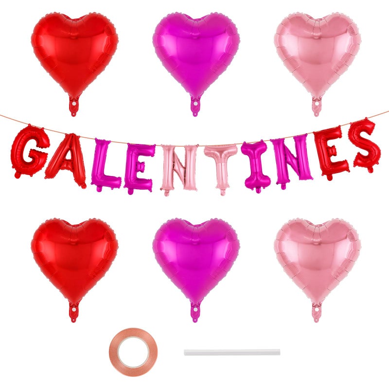 YOTHORN 16 Inch Red Galentines Letter Balloons,Foil Valentines Day Balloon, Love Balloon Banner for Wedding Engagement Galentines Day Bridal Shower Decor - Image 1