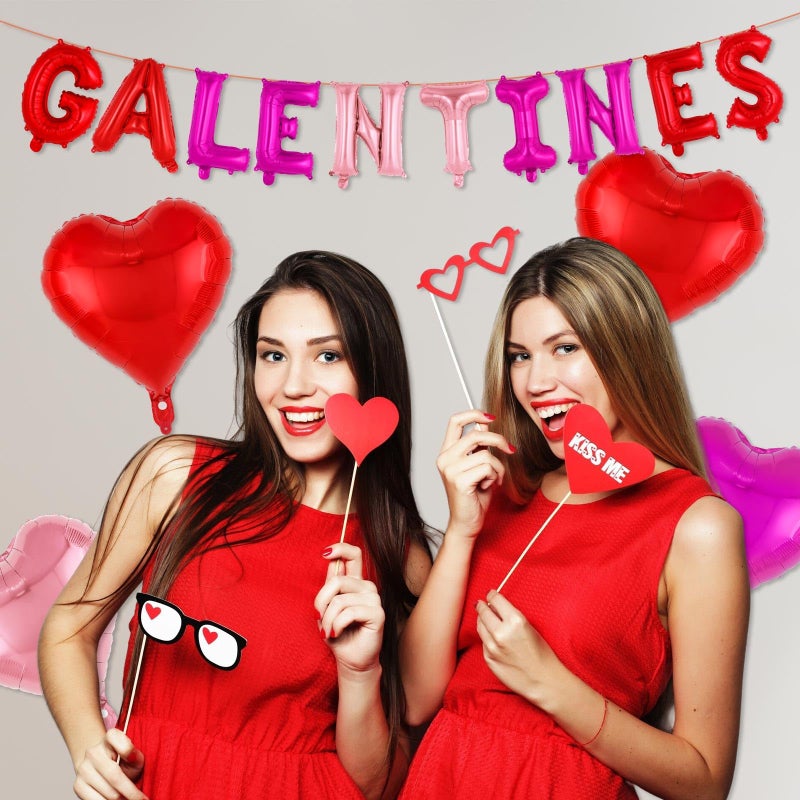YOTHORN 16 Inch Red Galentines Letter Balloons,Foil Valentines Day Balloon, Love Balloon Banner for Wedding Engagement Galentines Day Bridal Shower Decor - Image 4