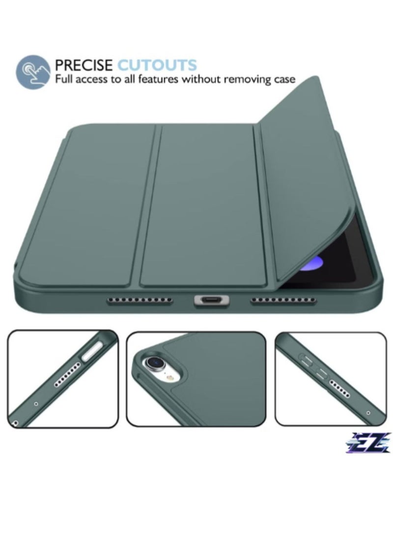 ELTRAZONE iPad Mini 7 Case 2024 – A17 Pro 8.3-Inch 7th Generation Case with Pencil Holder, Trifold Stand, and Soft TPU Back, Green - Image 2