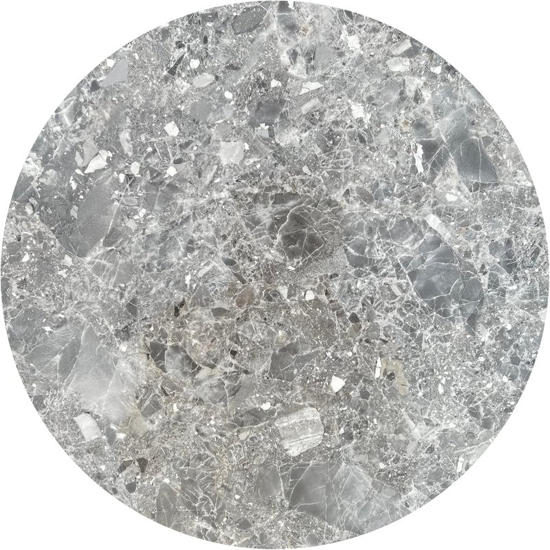 PAK HOME Set of 2 End Table - High Gloss Shiny Grey Marble Look Round Wood Sofa Side Coffee Tables for Small Spaces, Nightstand Bedside Table with Gold Metal Legs for Bedroom, Living Room - Image 5