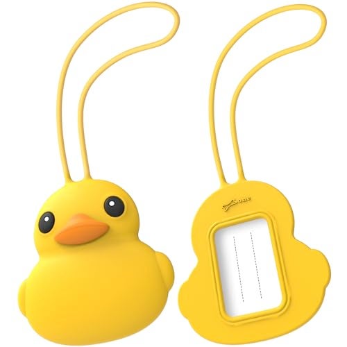 BONE Character Luggage Tag with Waterproof & Reusable Name Label Card, Silicone Bag Tag for Travel Suitcases & Backpacks, Cute Cartoon Animal ID Tag for School Kids & Adults (Patti Duck) - Image 1