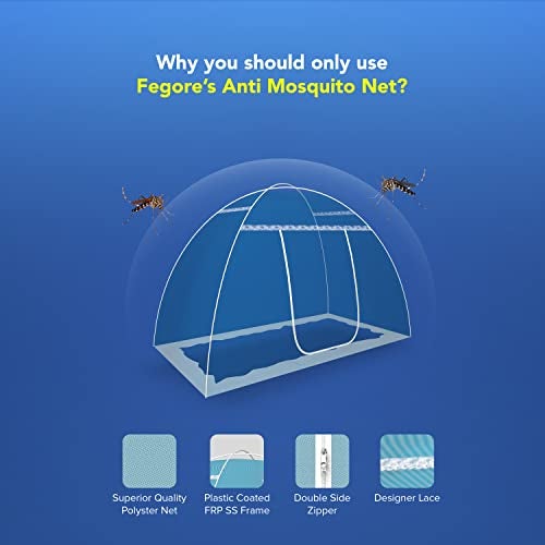Fegore Mosquito Net for Single Bed Foldable Machardani Lightweight Polyester Material Use One Adults or One Kids with Red Cover (Color - Blue Size - 6.5X4 feet) - Image 3