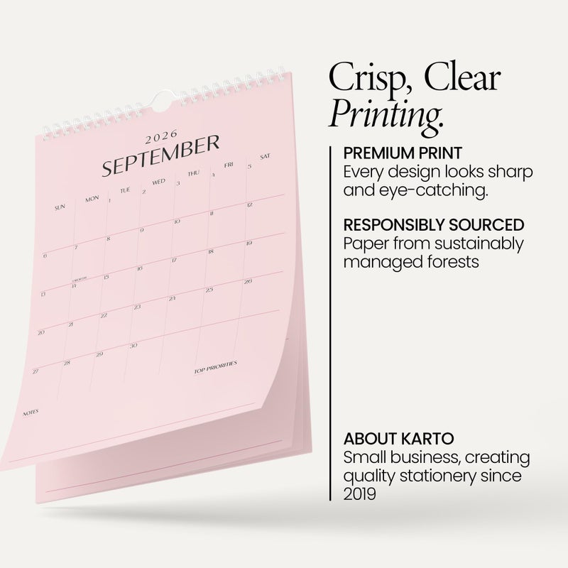 Karto Wall Calendar 2026 - Vertical 11x17 inch January 2026 to June 2027 - Boost Your Productivity and Easy Planning with the Aesthetic Monthly Calendar - All Pink - Image 3