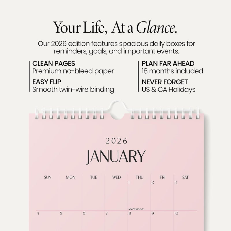Karto Wall Calendar 2026 - Vertical 11x17 inch January 2026 to June 2027 - Boost Your Productivity and Easy Planning with the Aesthetic Monthly Calendar - All Pink - Image 2