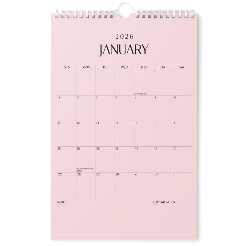 Karto Wall Calendar 2026 - Vertical 11x17 inch January 2026 to June 2027 - Boost Your Productivity and Easy Planning with the Aesthetic Monthly Calendar - All Pink - Image 1