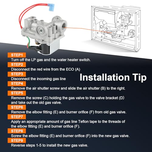 RALZAOTO 93844 Water Heater Valve White Rogers Solenoid RV Parts Replacement for Atwood 6-10 Gal Water Heater Gas Valve GC6AA-10E GC10A-4E G6A-8E 92078 93870 93321 - Image 5