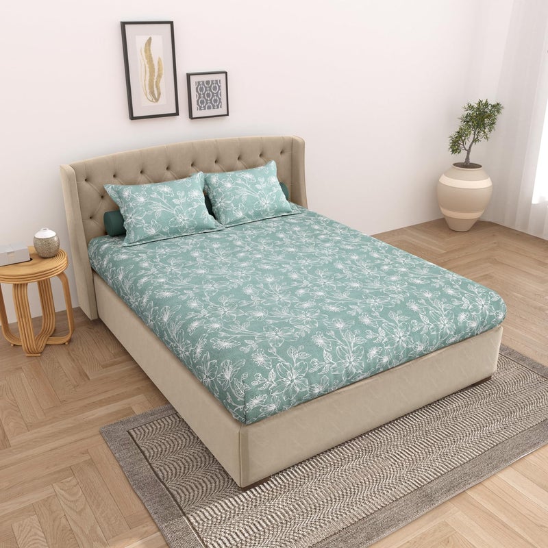 Cosy CORNER ملاءة سرير كينج من قطن كوزي كورنر مع 2 غطاء وسادة، ملاءة لسرير مزدوج، 90X100 بوصة - Image 1