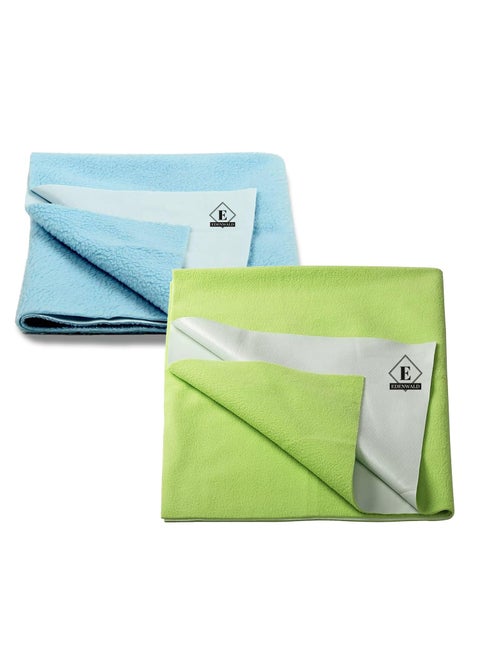 Edenwald Quick Dry Sheet for Babys Extra Absorbent Fast Dry Sheet Bed Protector Waterproof Mattress Protector Underpad Sheet Pack of 2 Medium 100cm x 70cm Mint GreenSky Blue