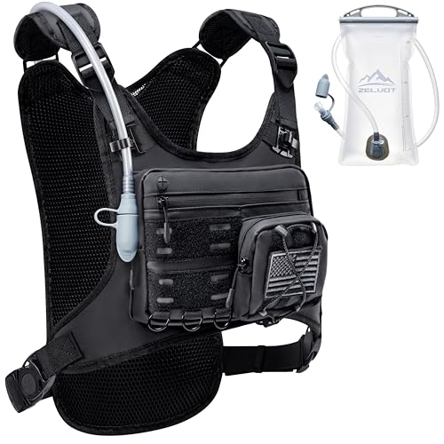 Zelvot Running Vest with 2L Water Bladder Hydration Backpack US Design Patent Lightweight Hydration Pack with Gear Holder Reflective Chest Pack for Men Women for Marathon Black XSS - Image 1