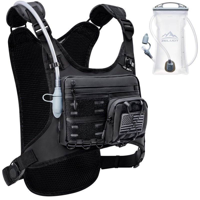 Zelvot Running Vest with 2L Water Bladder Hydration Backpack US Design Patent Lightweight Hydration Pack with Gear Holder Reflective Chest Pack for Men Women for Marathon Black XSS - Image 2