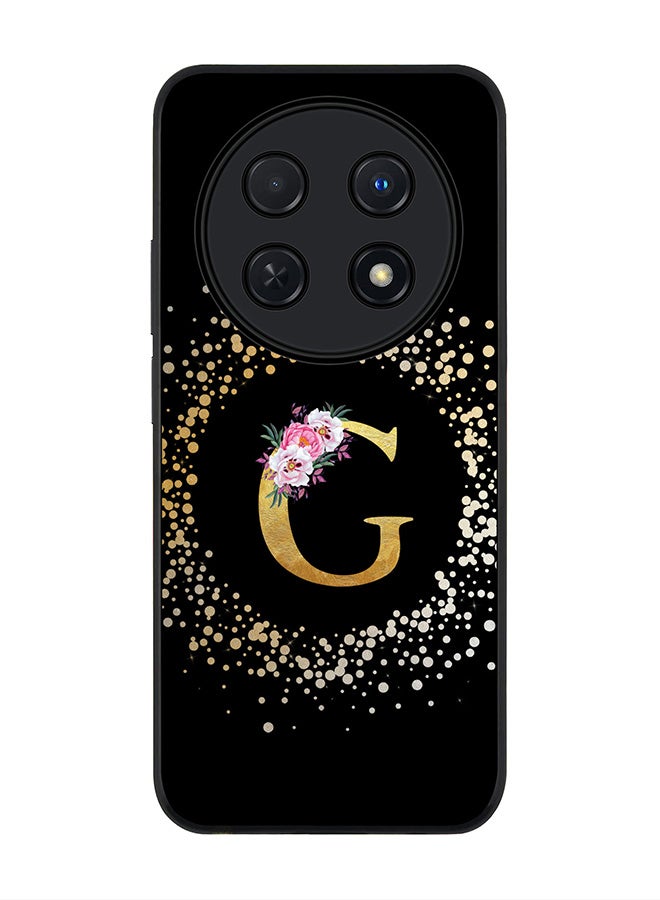 Stylizedd Rugged Black edge case for Huawei nova 12i 4G, Slim fit Flexible Thin Cover - Custom Monogram Initial Letter Floral Pattern Alphabet - G ( Black )  - Image 1