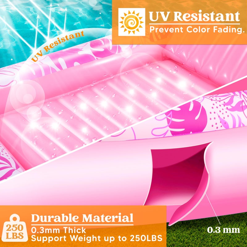 SLOOSH Inflatable Tanning Pool Lounger Float, 70" x 46" Pool Floats Adult with Pillow, 4 in 1 Suntan Tub Raft Floatie,Sunbathing Bed Lounge for Water Blow Up Kids Ball Pit Party Gifts, L-Hot Pink - Image 4