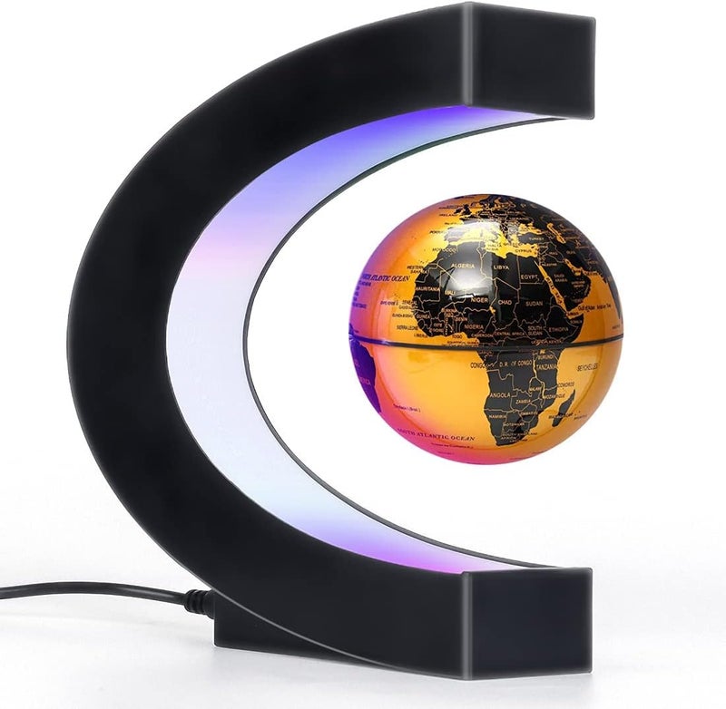 eWINNER Transit damage minimized design Magnetic Levitation Floating World Map Globe with LED Light Cool Gadgets Decor Fixture Floating Globes & Shade/Antigravity Cool Tech Gifts for Home Office Desk Decoration & Teaching (Gold) Varied global sizing picks - Image 2