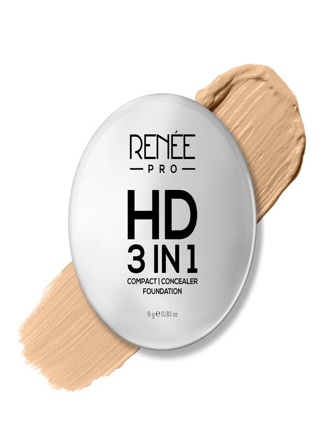 RENEE PRO HD 3 In 1 Compact,Concealer, Foundation - Ivorie, SPF 20, Matte Finish, High Coverage, Ultralight & Silky Smooth Finish, Enriched With Vitamin E, C & Aloe Vera - 9 Gm - Image 1