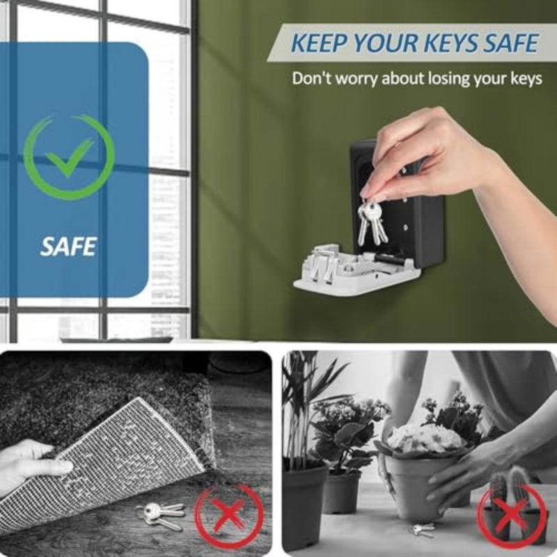 Key Lock Box Wall Mounted, Portable Combination Key Storage Box for Keys, Resettable Code Safe Security Lock Box for Home, Office, Apartment Spare Keys Storage - Image 4