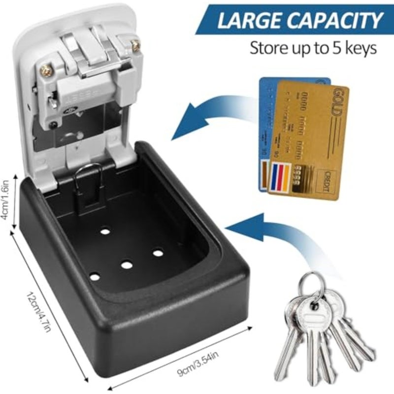 Key Lock Box Wall Mounted, Portable Combination Key Storage Box for Keys, Resettable Code Safe Security Lock Box for Home, Office, Apartment Spare Keys Storage - Image 2