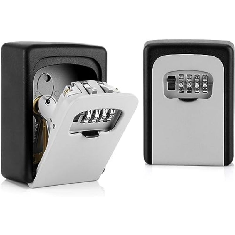 Key Lock Box Wall Mounted, Portable Combination Key Storage Box for Keys, Resettable Code Safe Security Lock Box for Home, Office, Apartment Spare Keys Storage - Image 1
