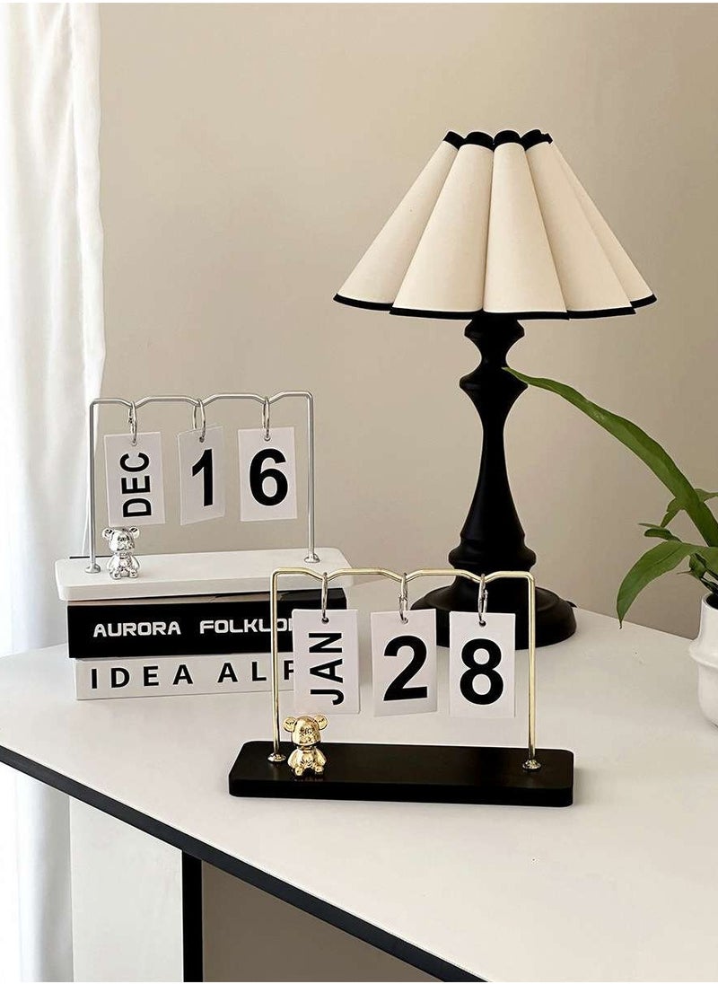 LINGWEI Elegant Perpetual Flip Desk Calendar – Stylish & Minimalist Office Decor with Gold Bear Accent | Perfect for Home, Office, & Gift Giving  - Image 3