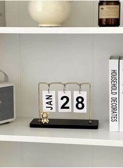 LINGWEI Elegant Perpetual Flip Desk Calendar – Stylish & Minimalist Office Decor with Gold Bear Accent | Perfect for Home, Office, & Gift Giving  - Image 2