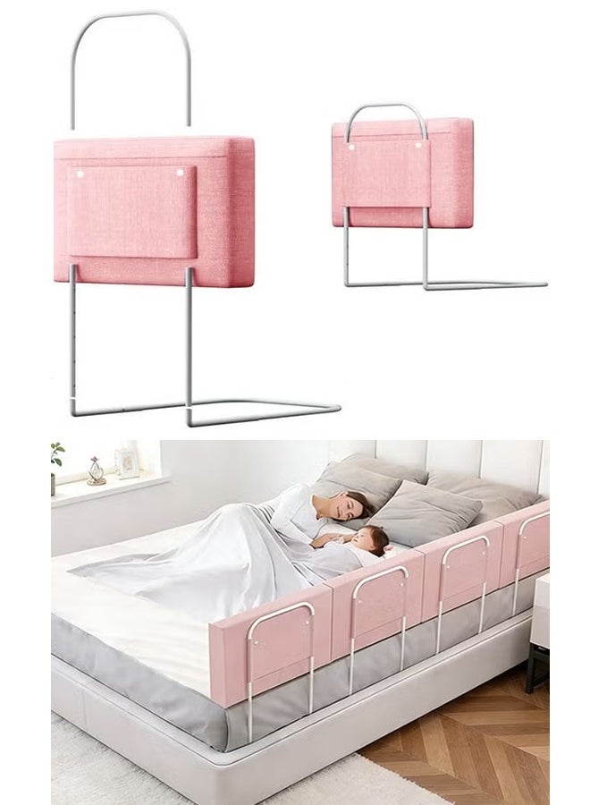 Bed Rails for Toddler, Bed Rail Guard for Kids, Reinforced Soft Anti-Collision Bed Fence Protector, Height Adjustable Bed Guard Rail, Infant Sleeping Protective Rail Easy Installationl (4 PCS-Pink) - Image 1