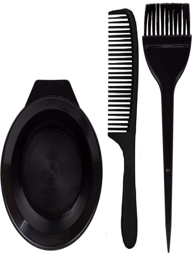 E-DUNIA 3-Piece Hair Colouring Brush and Comb Set, Black - Image 1