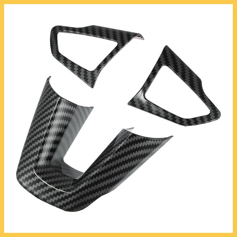 REPAIROCK 3pcs ABS Plastic Carbon Fiber Pattern Black Interior Steering Wheel Cover Trim Set for Ford Focus for Ford Escape Kuga Inner Decoration Auto Accessories Auto Replacement Parts - Image 4