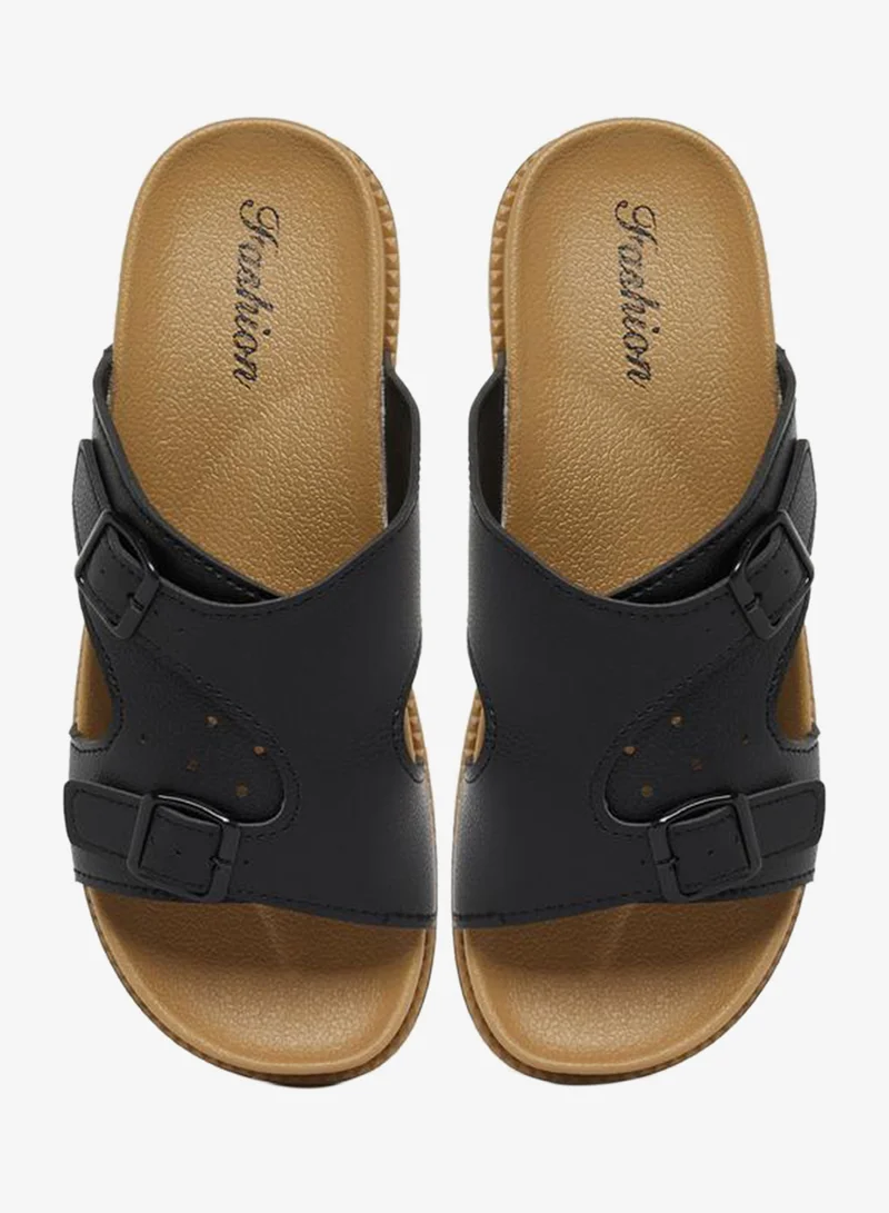 Styli black Men Black Buckle Sandals for Men | Best Price UAE
