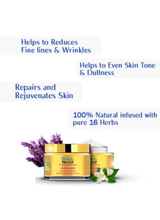 Blue Nectar Ayurvedic Anti Aging Night Cream For Men To Reduce Fine Lines And Wrinkles | Skin Repair & Nourishment | Best Men Face Moisturizer To Add Natural Glow For Youthful Look  - Image 2