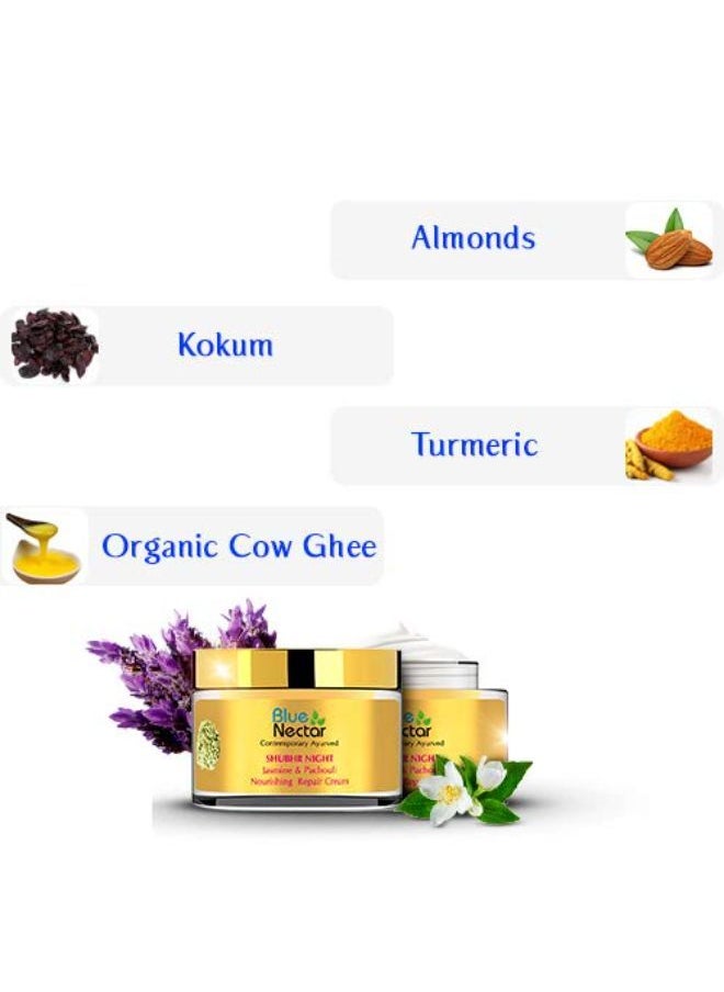 Blue Nectar Ayurvedic Anti Aging Night Cream For Men To Reduce Fine Lines And Wrinkles | Skin Repair & Nourishment | Best Men Face Moisturizer To Add Natural Glow For Youthful Look  - Image 3