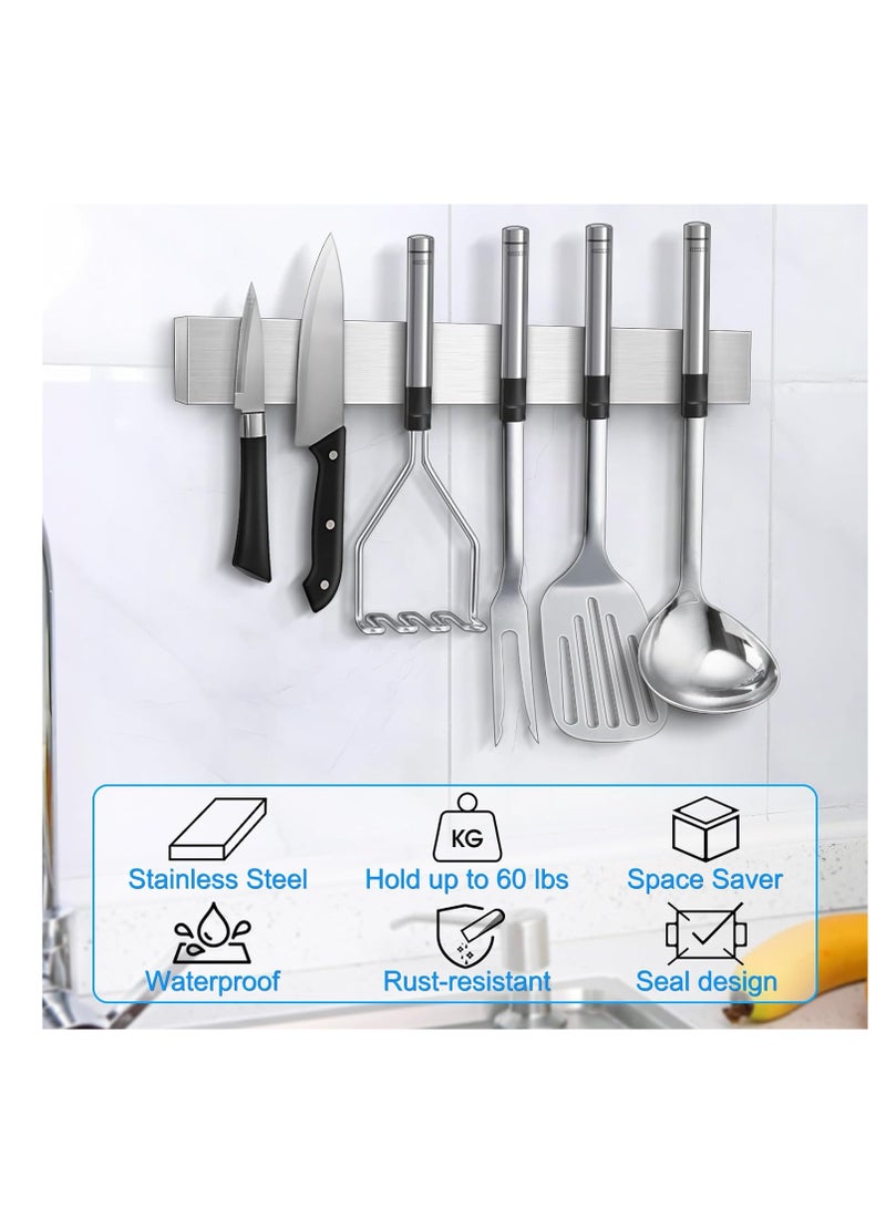 SOLARAE 16 Inch Magnetic Knife Holder for Wall, Knife Magnetic Strip No Drilling, Refrigerator Knife Magnet Bar, Strong Knife Magnet&Knife Rack for Kitchen Utensil Organizer, Wall Mount Knife Rack for RV - Image 2