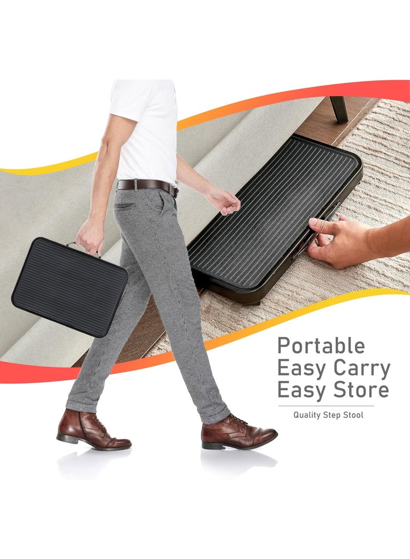 Relex Folding Step Stool, Height Adjustable 1- Step 330lbs, Sturdy Portable Step Platform with Non-Slip Feet & Handle Step Ladder for Adults, Home, Kitchen, Office, Car (Black) - Image 4