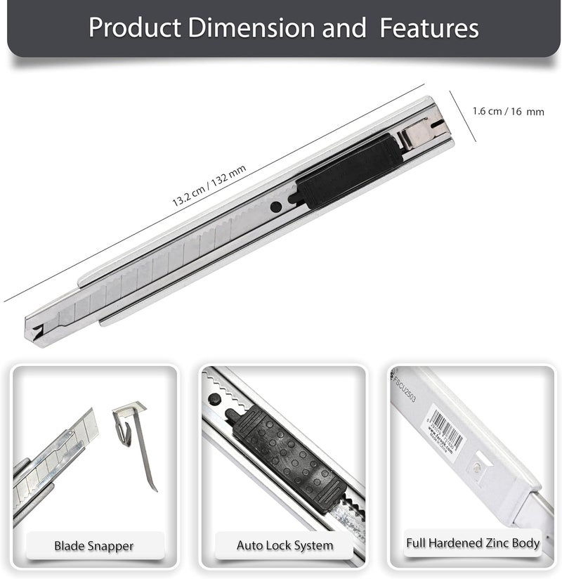 FIS Metal Snap-Off Utility Cutter with Auto-Lock System and Detachable Handle - Image 4