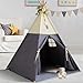 RONGFA Teepee Tent for Kids 100 Cotton Play Tent with Mat Kids Teepee Tent with Colored Flag Quality Portable Play Tent with Carry Bag for Girls and Boys Indoor Outdoor Beige Gray with Mat - Image 2