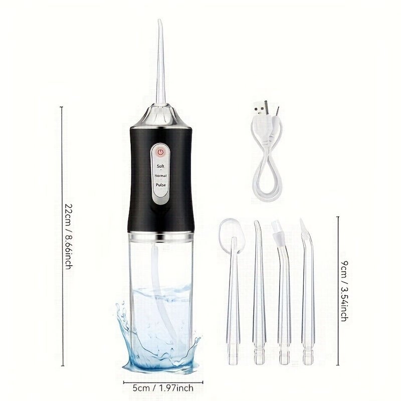 White Rechargeable Electric Water Flosser with Multiple Rotating Nozzles - Image 2