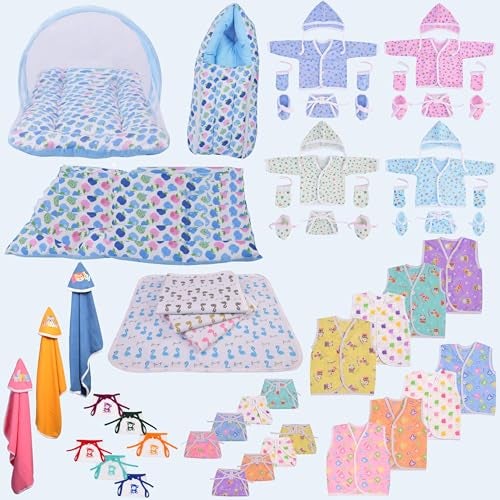 Toddylon Baby Products All New Born Combo | Combos Set for Newborn | 56 in 1 Hospital Essentials Kit | Baby Essential for Newborns Clothing Hamper (0-6 Months) (Blue) - Image 1