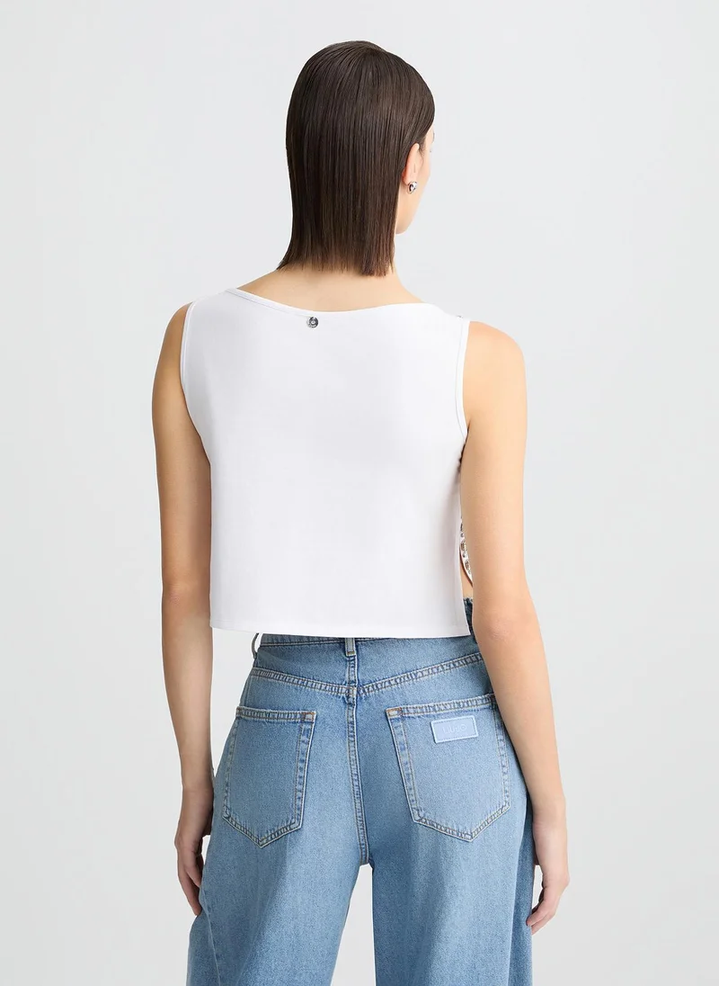 Liu Jo White top with bejewelled embellishment