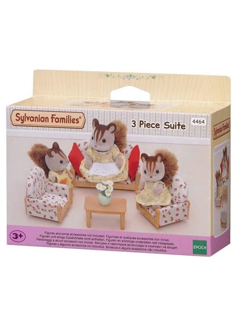 Suite Living Room Set | Multi-Color | Plastic & Fabric | Sofa, Armchairs, Coffee Table, Cushions & Flowers | Ages 3 to 10